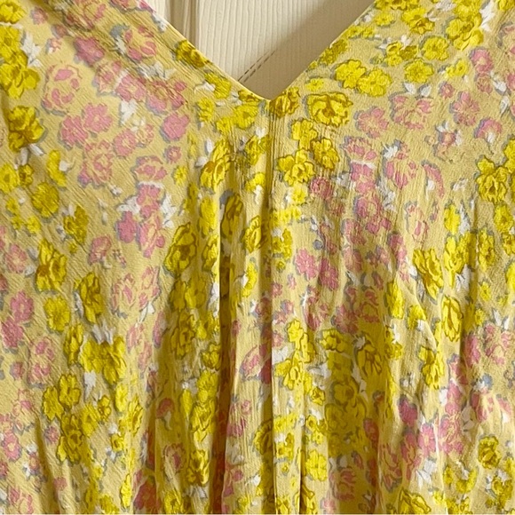 Free People Bare it All Yellow Floral Print Tie-Strap Bodysuit Size Medium - Picture 5 of 9